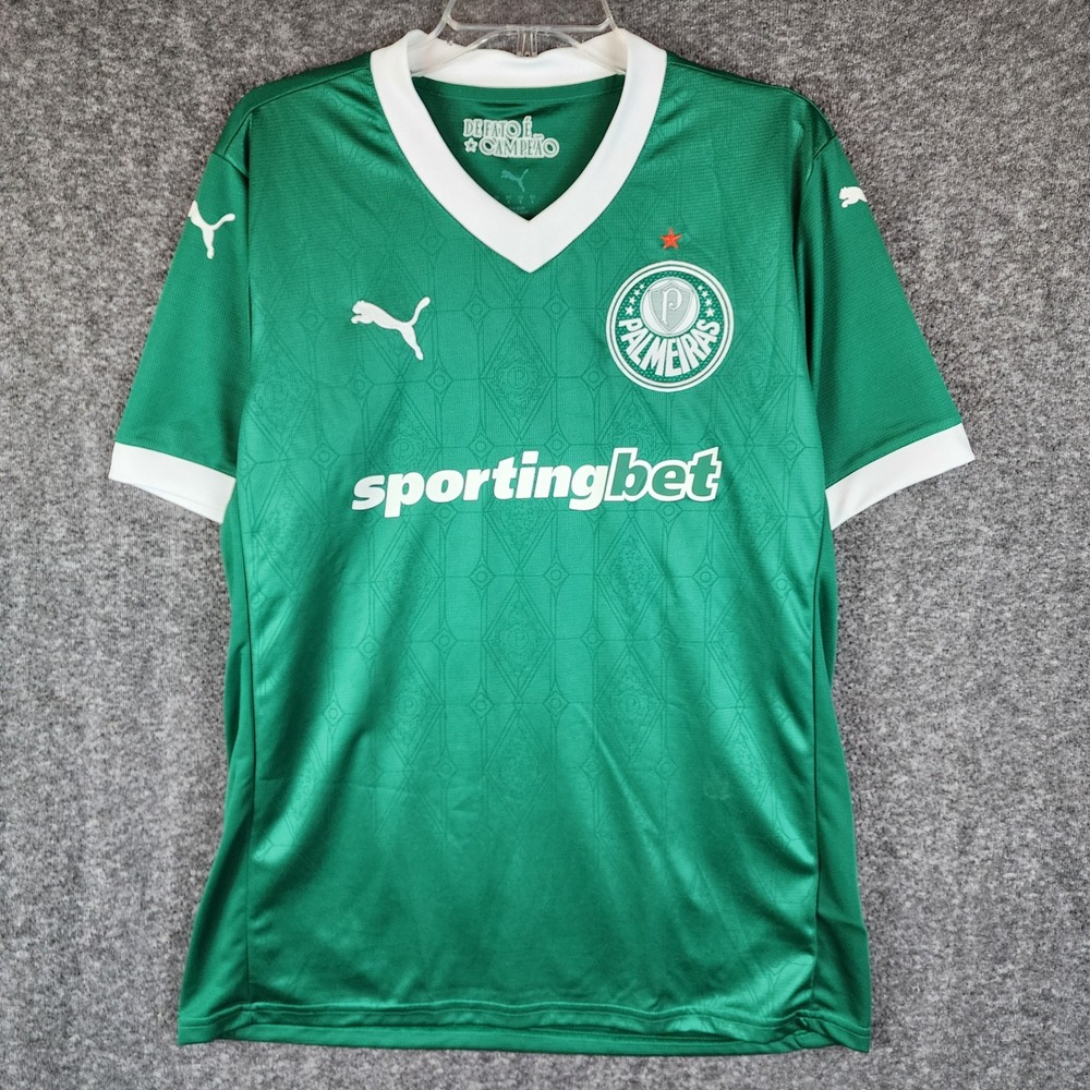Palmeiras Puma Jersey Mens L Green Serie A Soccer Football 782426-01 EUC